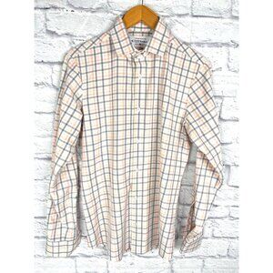 MIZZEN + MAIN Men's Peach Plaid Leeward Collection Button Down Trim Fit Small